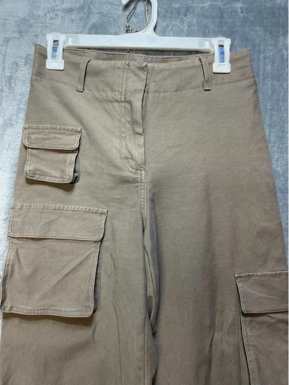 Wilfred Free Aritzia High Waisted Wide Leg Cargo Pants Tan Beige Stretch 4 - Picture 3 of 9